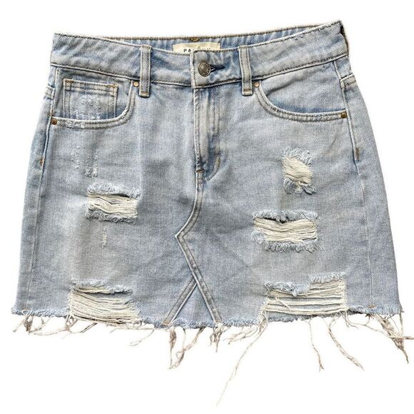 PacSun Dresses & Skirts - PacSun Raw Hem Denim Skirt Short High Rise Size 25